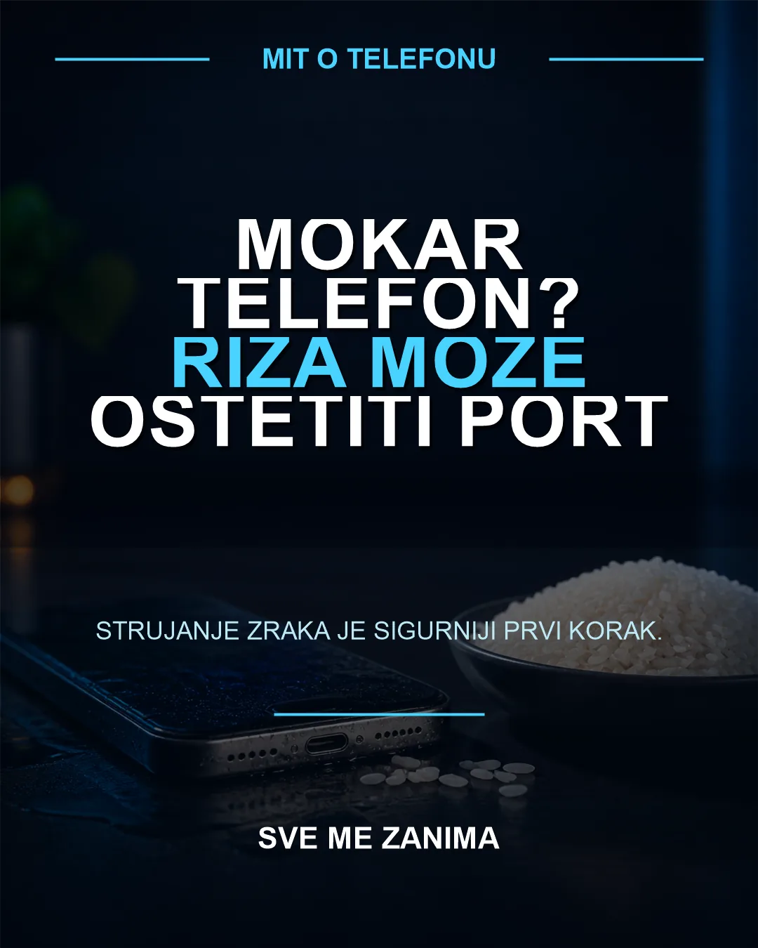Mokar telefon? riža može oštetiti port